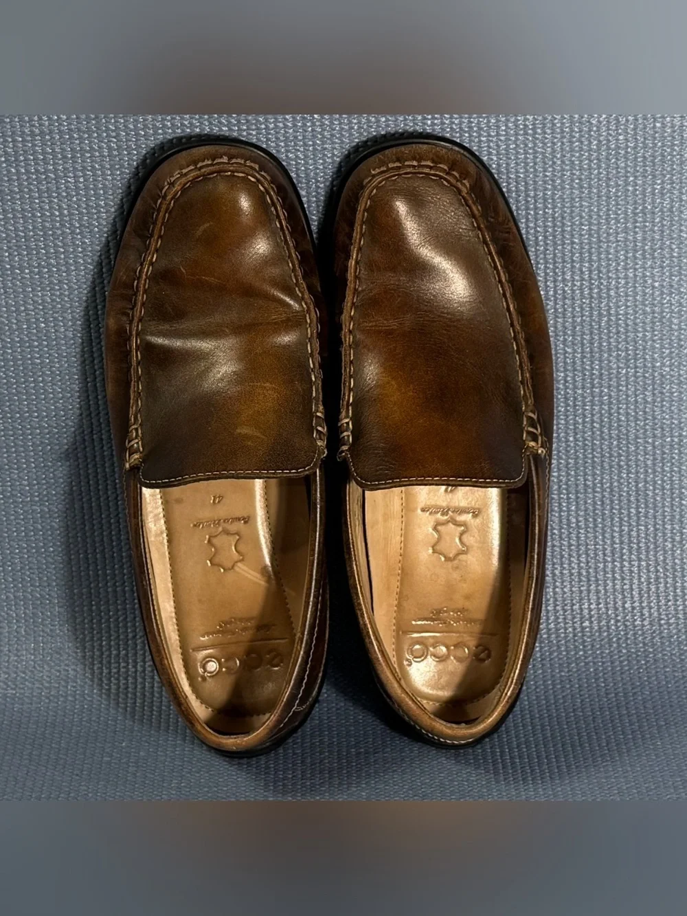 Ecco Driving Loafers Leather Slip On Brown Shoes Men’s Size 7.5 US 41 EU